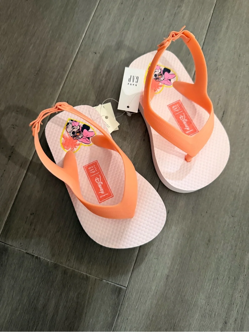 GAP Girls' Pink Footbed with Coral Straps Flip Sandals